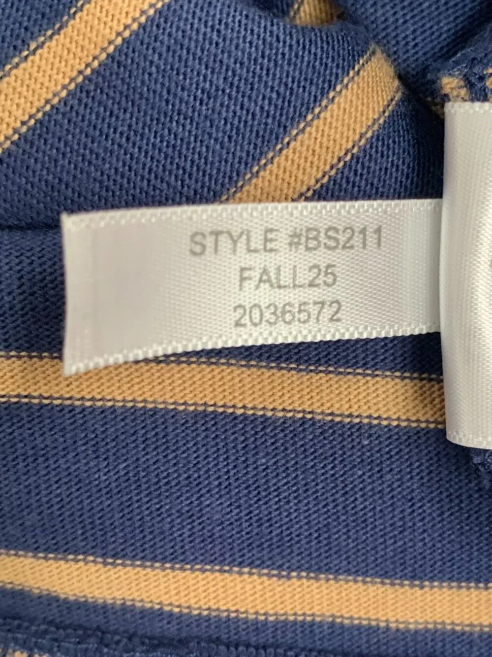 NWT J. Crew Factory Striped Ruffle-Collar Henley LS Top, Navy/Camel, Small